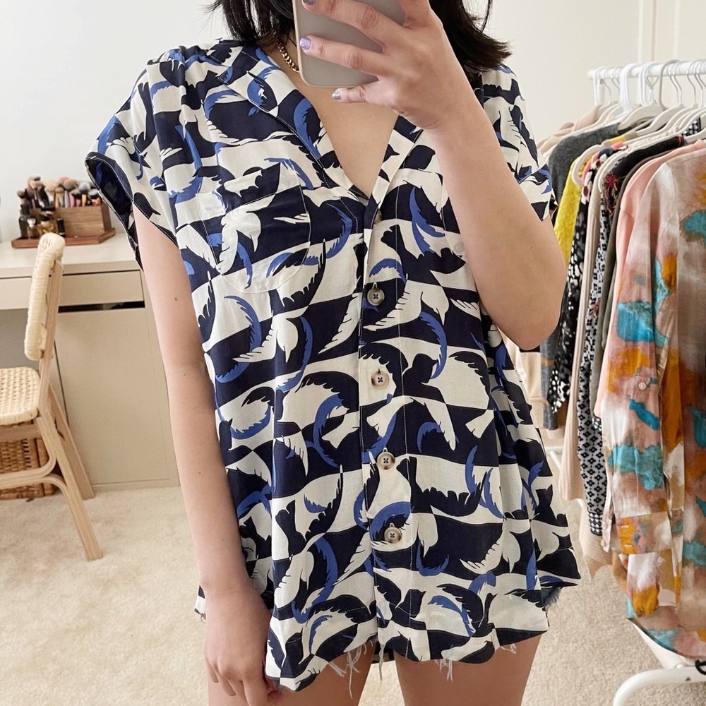MAEVE By Anthropologie Bird Print Top